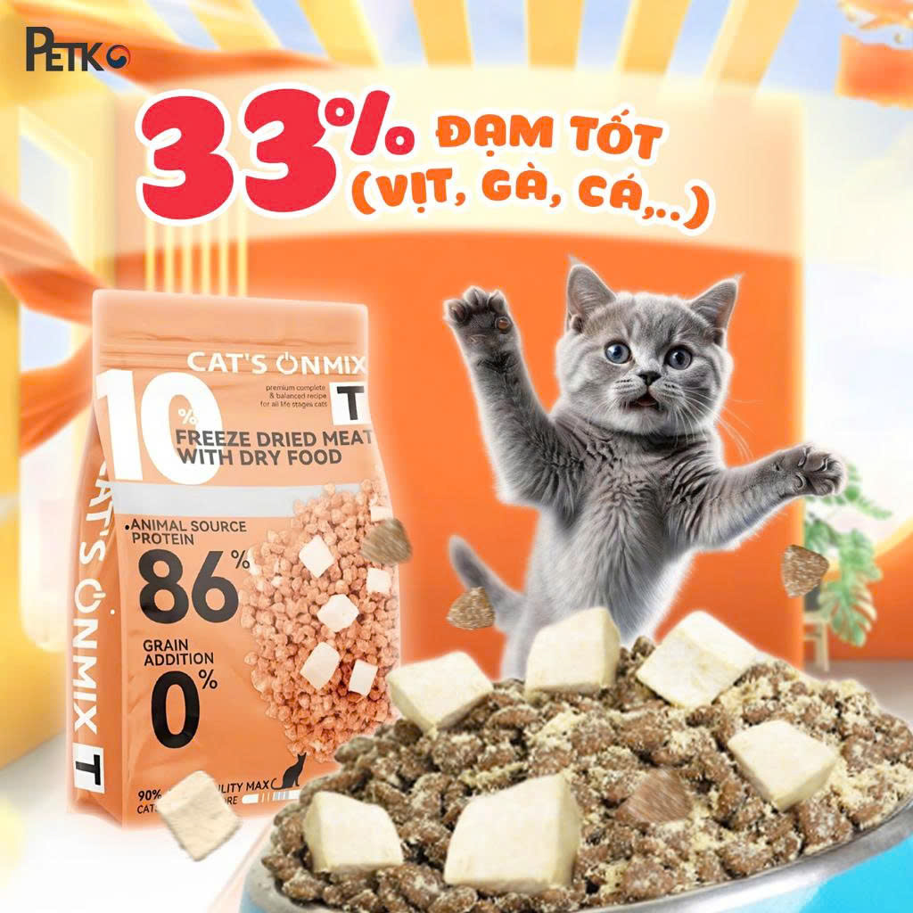 Thức ăn hạt CAT'ON Mix T, Mix R có thịt sấy cho mèo, thức ăn hạt cho mèo mọi lứa tuổi - Hình ảnh 5